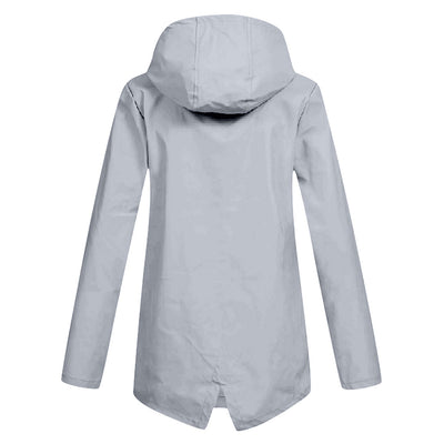 Stylische leichte Regenjacke mit Kapuze und Reissverschluss für Damen | Ideal für Herbst/Winter