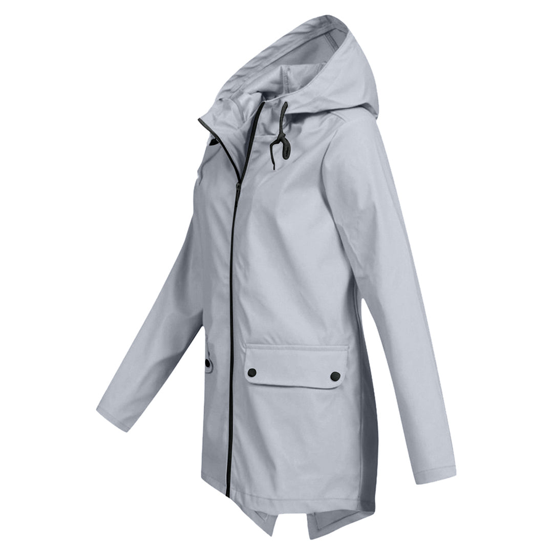 Stylische leichte Regenjacke mit Kapuze und Reissverschluss für Damen | Ideal für Herbst/Winter