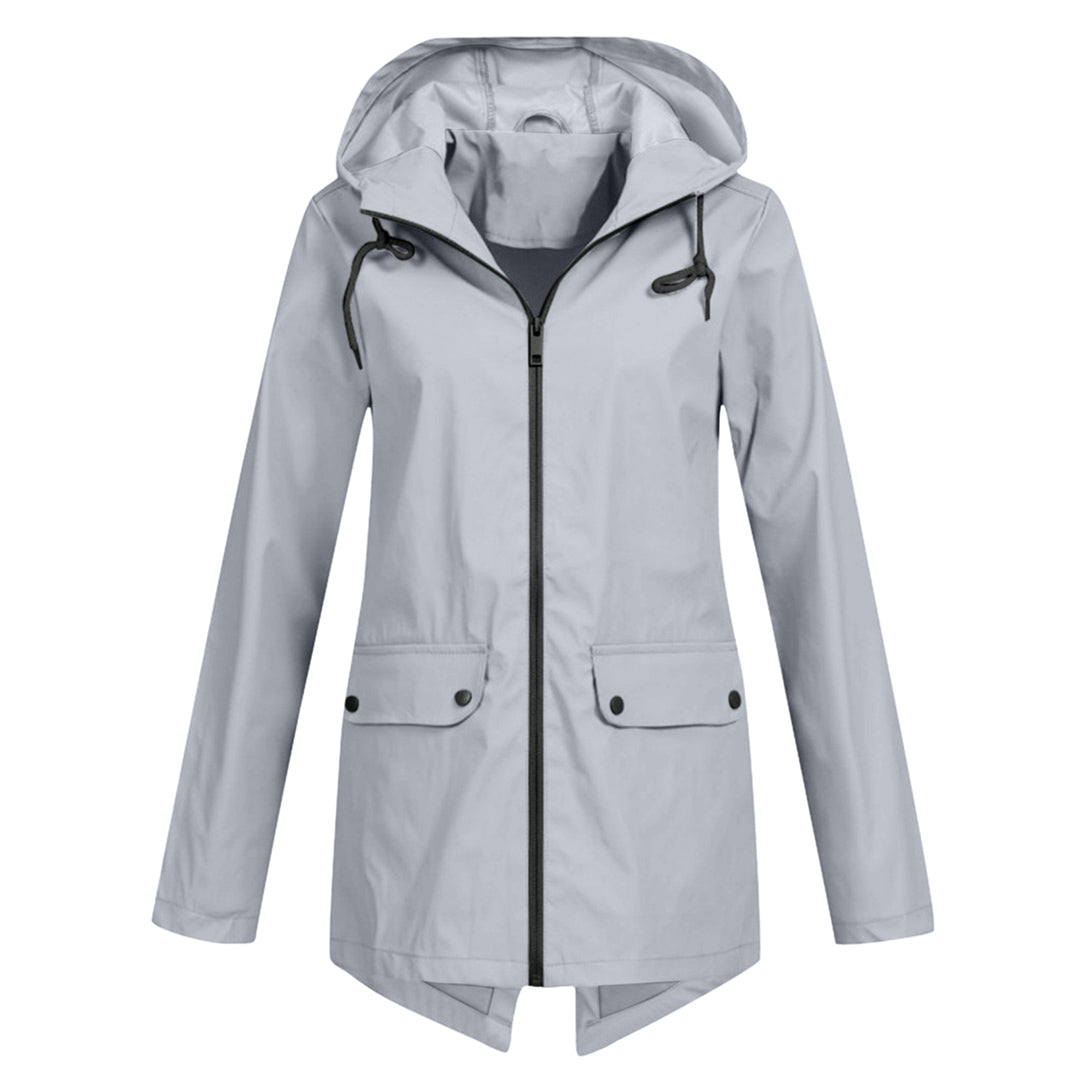 Stylische leichte Regenjacke mit Kapuze und Reissverschluss für Damen | Ideal für Herbst/Winter
