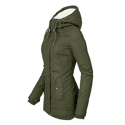 Stylische gefütterte Regenjacke mit Reissverschluss, Taschen und Kapuze für Damen | Perfekt für Herbst/Winter