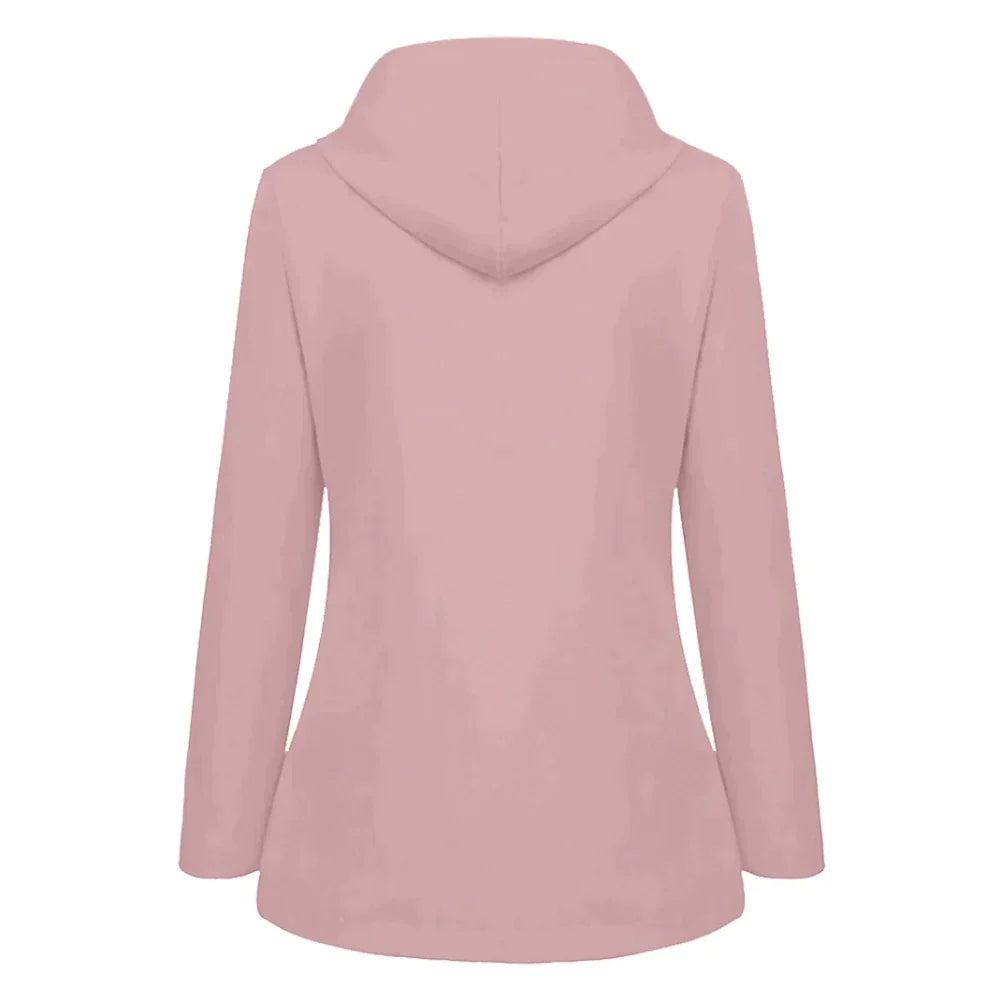 Warme stylische gefütterte Regenjacke mit Kapuze für Damen | Ideal für Herbst/Winter