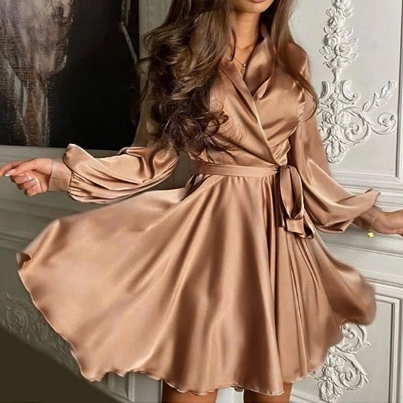 Bianca - Satin Elegantes Damenkleid Schicker Anlass