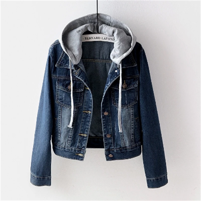 Stylische Jeansjacke für Damen mit abnehmbarer Kapuze und Fleece-Futter