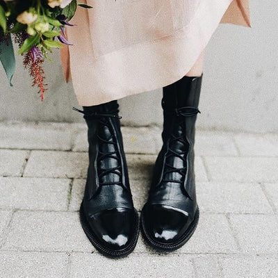 Stiefelette Damen Absatz Warm | Elegant Schnürung