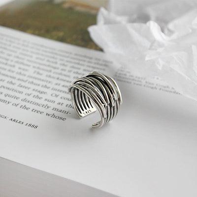 925er Sterling Silber Verstellbarer Lagenring