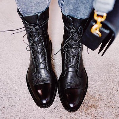 Stiefelette Damen Absatz Warm | Elegant Schnürung