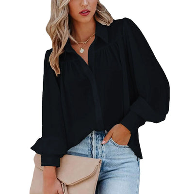 Bluse mit Ballonärmeln | Knopfleiste | Femininer Stil