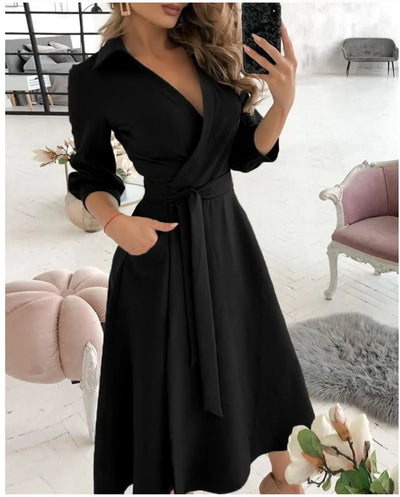 Damen Wickelkleid mit Riemen - Eleganter Schnitt, Vielseitig Tragbar
