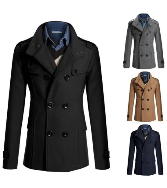 Herren Wintermantel - Eleganter Trenchcoat mit Stehkragen und Wärmeabdichtung