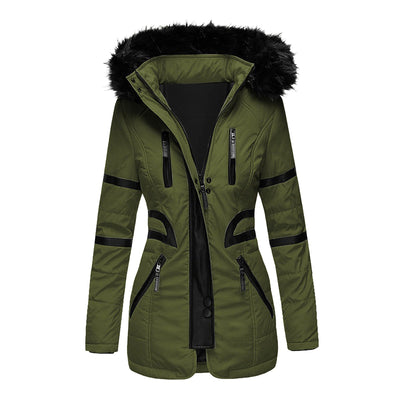 Eleganter Damen Winter-Kapuzenmantel mit Wollanteil