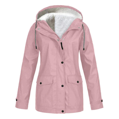 Warme stylische gefütterte Regenjacke mit Kapuze für Damen | Ideal für Herbst/Winter