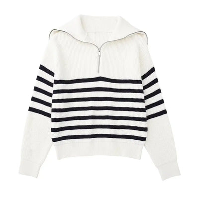 Ulrich | Gestreifter Pullover mit Reißverschluss