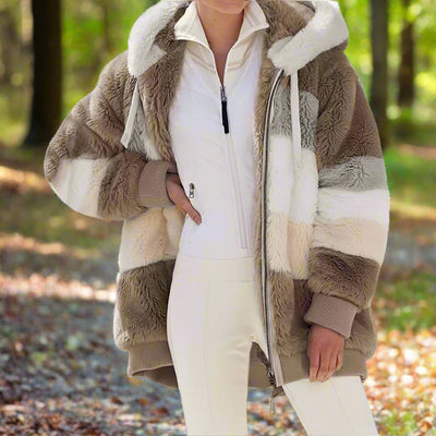 Lässiger Oversize-Hoodie mit Kunstfell-Fleece für Damen | Ideal für den Winter