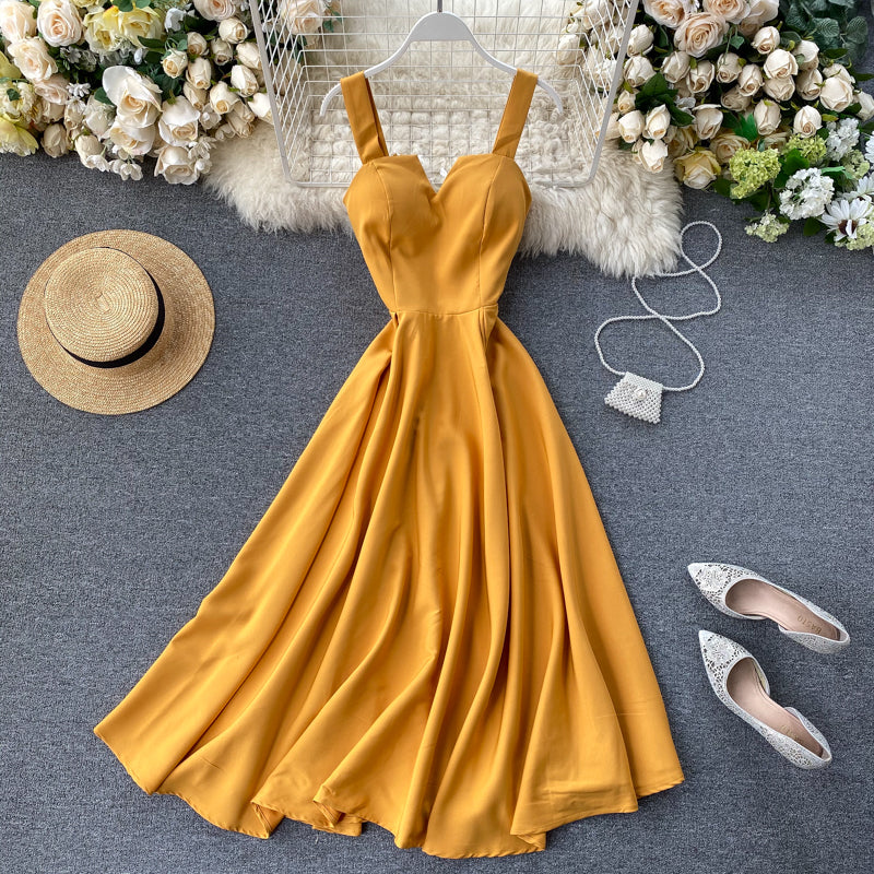 Strahlendes Gelbes Cocktailkleid ohne Ärmel