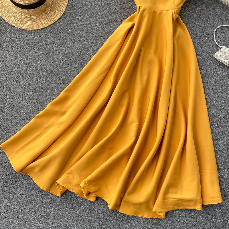 Strahlendes Gelbes Cocktailkleid ohne Ärmel