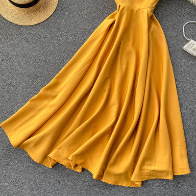 Strahlendes Gelbes Cocktailkleid ohne Ärmel