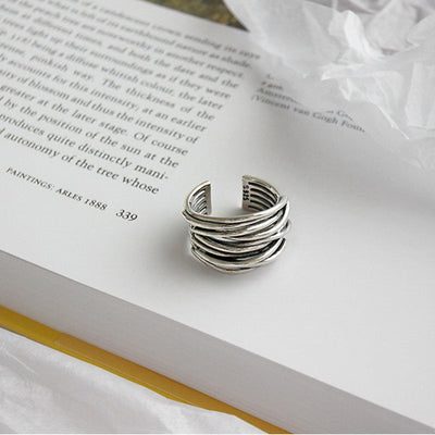 925er Sterling Silber Verstellbarer Lagenring