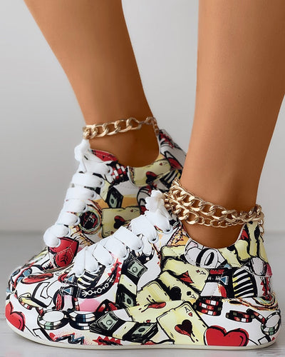 Detanny - Trendige Graffiti Freizeit Damen Sneaker