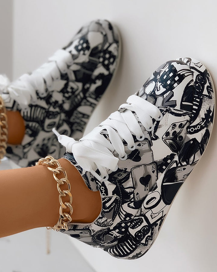 Detanny - Trendige Graffiti Freizeit Damen Sneaker