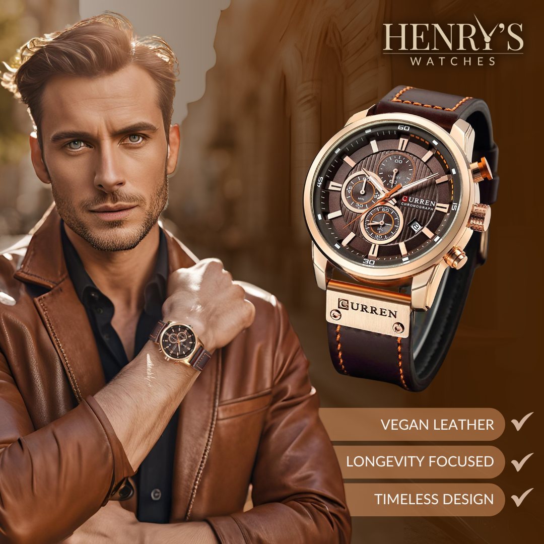 van Baerle® - Elegante Quarzuhr mit Lederarmband