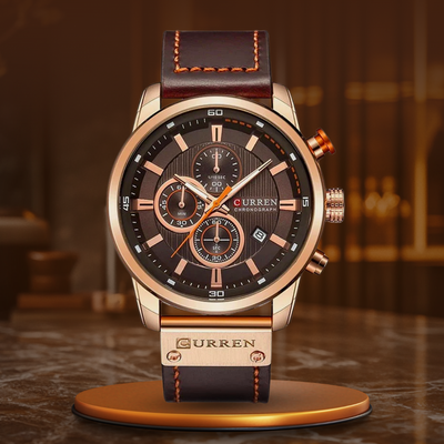 van Baerle® - Elegante Quarzuhr mit Lederarmband