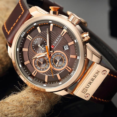 van Baerle® - Elegante Quarzuhr mit Lederarmband