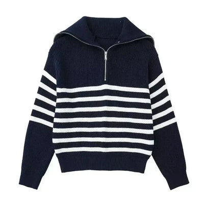 Ulrich | Gestreifter Pullover mit Reißverschluss