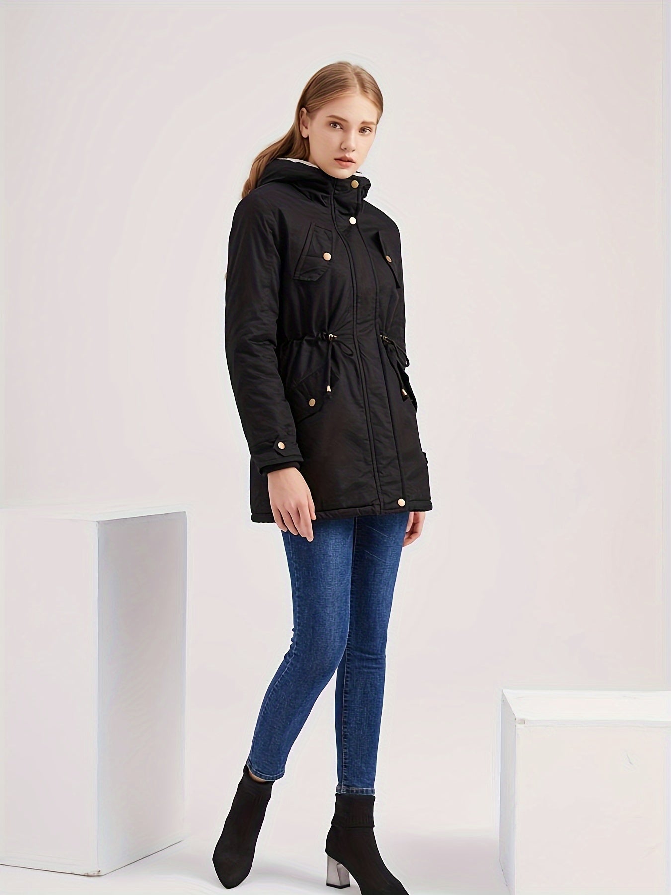 Warmer Damen Winter Parka in Schwarz | Winddicht & Modern