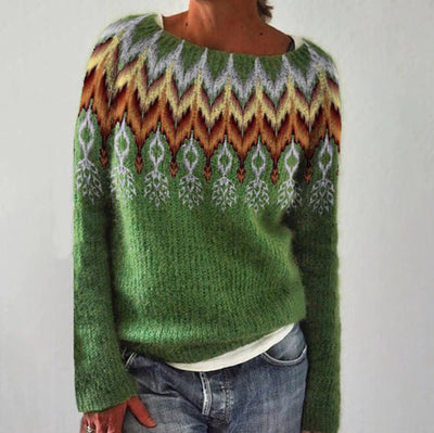 Damen Retro-Pullover mit geripptem Saum