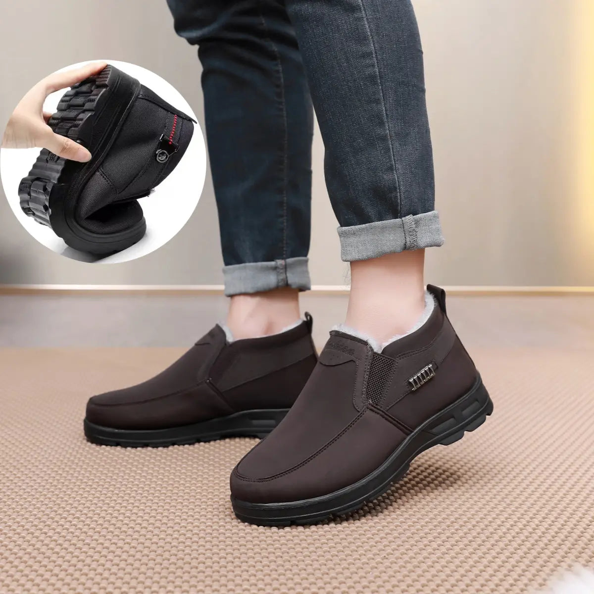Herren Orthopädische Winter Lederstiefel mit Warmfutter