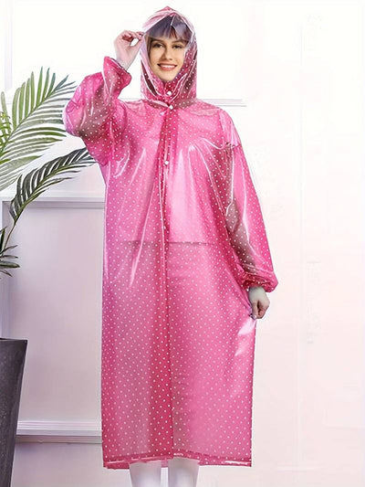 Wasserdichte Damen-Regenjacke mit Kapuze und modischem Punktmuster
