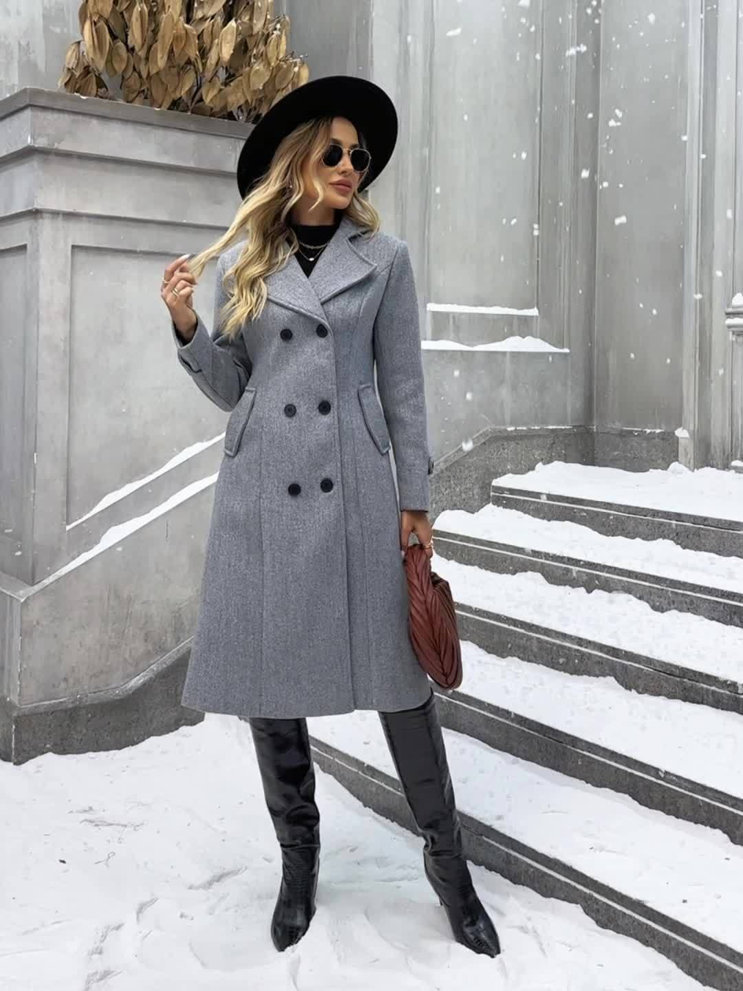 Damen Wintermantel mit Reverskragen - Warme Wollmischung für Eleganz & Komfort