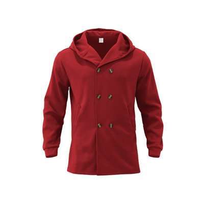 Herren Wollmantel Mit Kapuze - Doppelreihig Warm & Elegant