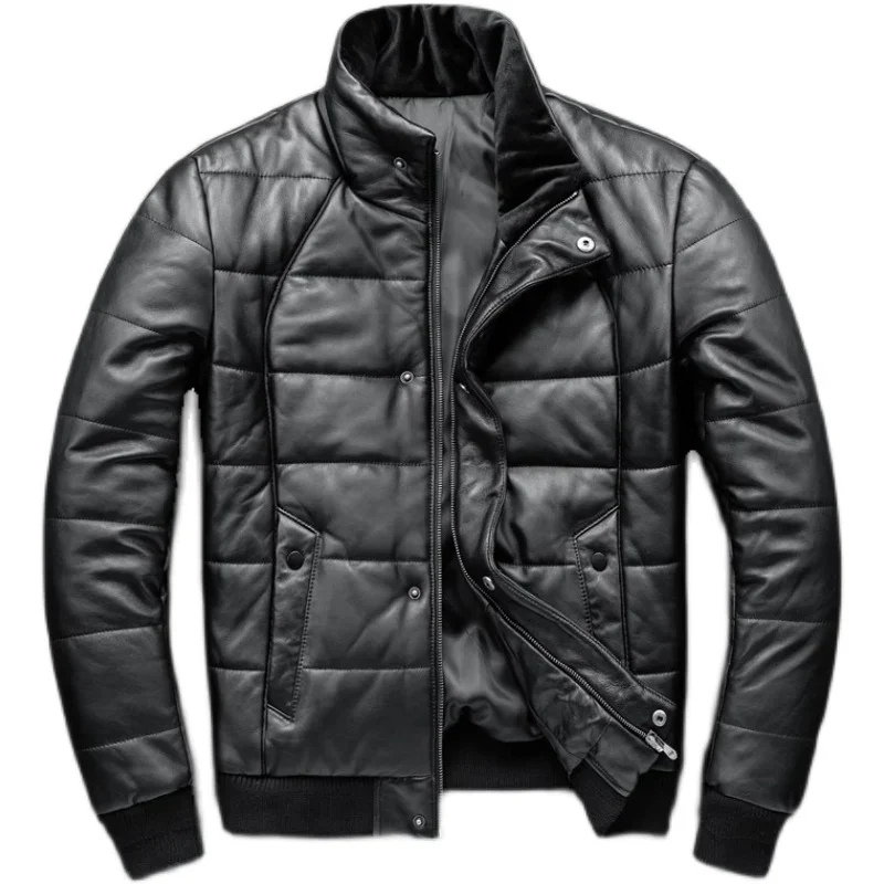 Warme Herren-Lederjacke mit Stehkragen - Gefüttert und Modern