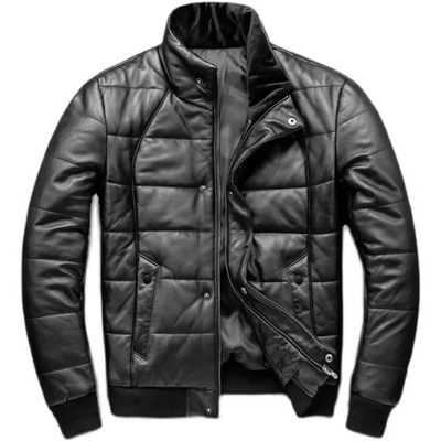 Warme Herren-Lederjacke mit Stehkragen - Gefüttert und Modern