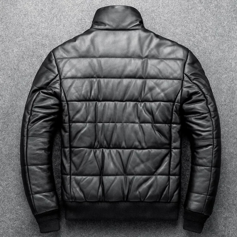 Warme Herren-Lederjacke mit Stehkragen - Gefüttert und Modern