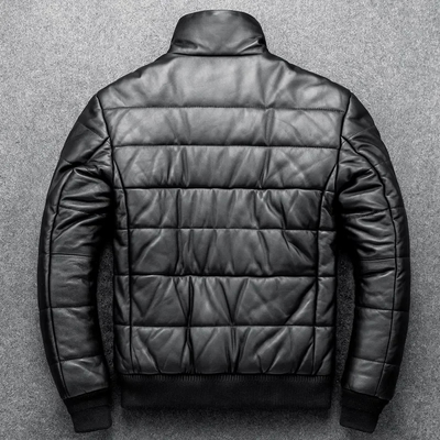 Warme Herren-Lederjacke mit Stehkragen - Gefüttert und Modern
