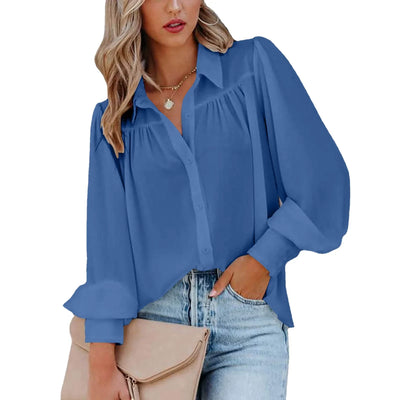 Bluse mit Ballonärmeln | Knopfleiste | Femininer Stil