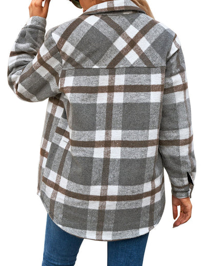 Stilvolle Karierte Damenjacke mit Langen Ärmeln - Trendy und Bequem
