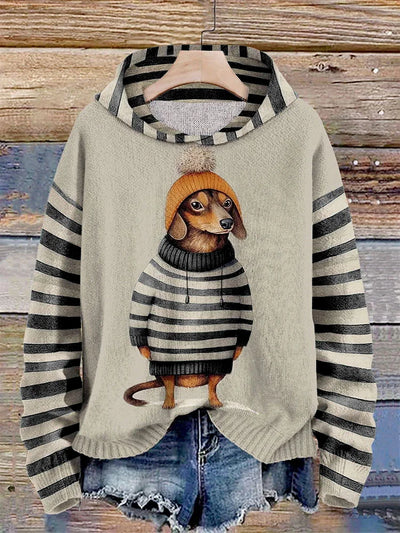 Kuscheliger Damen-Kapuzenpullover mit niedlichem Hundemotiv