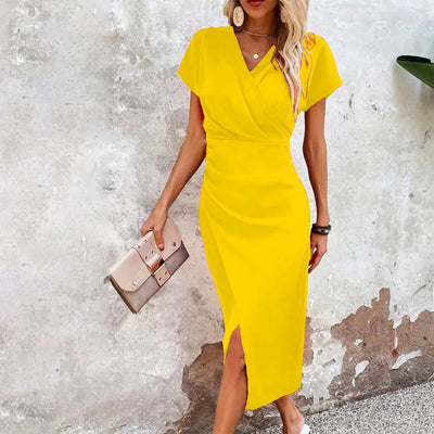 Lässiges Minikleid mit V-Ausschnitt für Damen - Kurz und Vielseitig