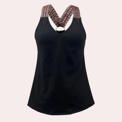 Cassandra - Schickes Schwarzes V-Ausschnitt Damen Shirt