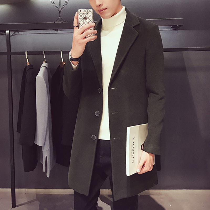 Herren Woll-Mantel Elegante Business Jacke - Büro und Freizeit