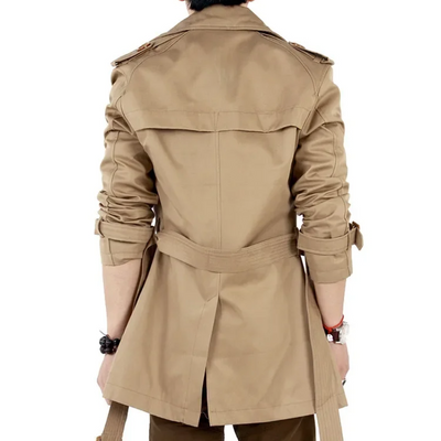 Herren Trenchcoat Lang mit Gürtel - Eleganter Businessmantel