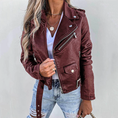 Stilvolle Reißverschluss Lederjacke Für Damen | Perfekt für den Alltag