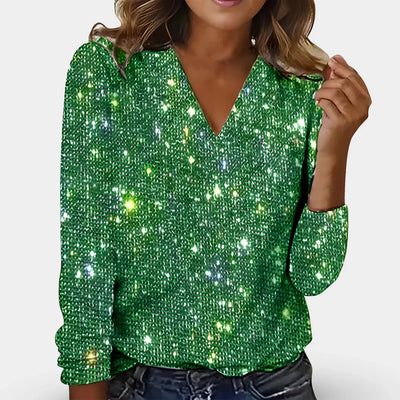 Elegante Damen-Bluse mit V-Ausschnitt und Diamantmuster