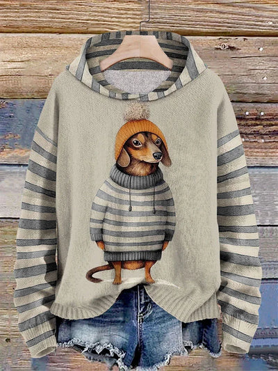 Kuscheliger Damen-Kapuzenpullover mit niedlichem Hundemotiv