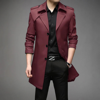 Eleganter Herren Trenchcoat – Klassischer Mantel mit Schulterdetails