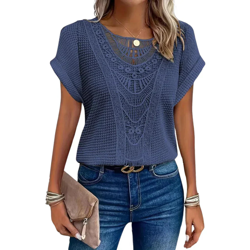 Cici - Spitze Damen Top Casual Chic Bequem