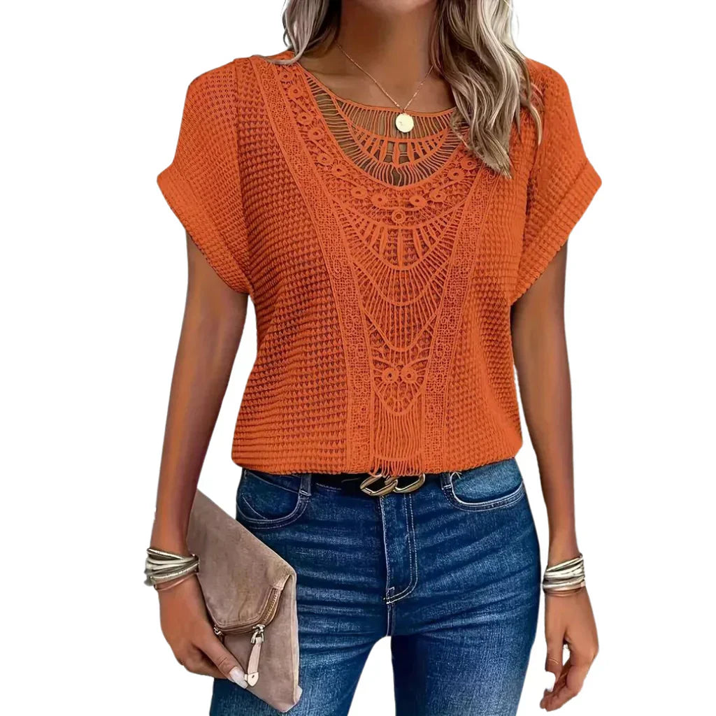 Cici - Spitze Damen Top Casual Chic Bequem